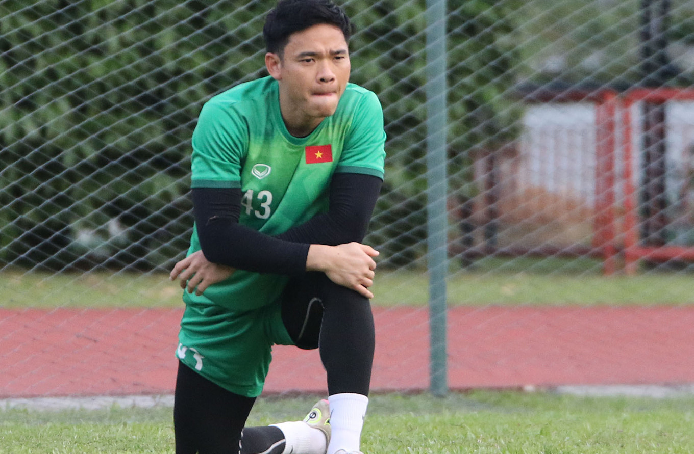 Keeper Tran Nguyen Manh in a training session on December 7, 2021. Photo by Vietnam Football Federation
