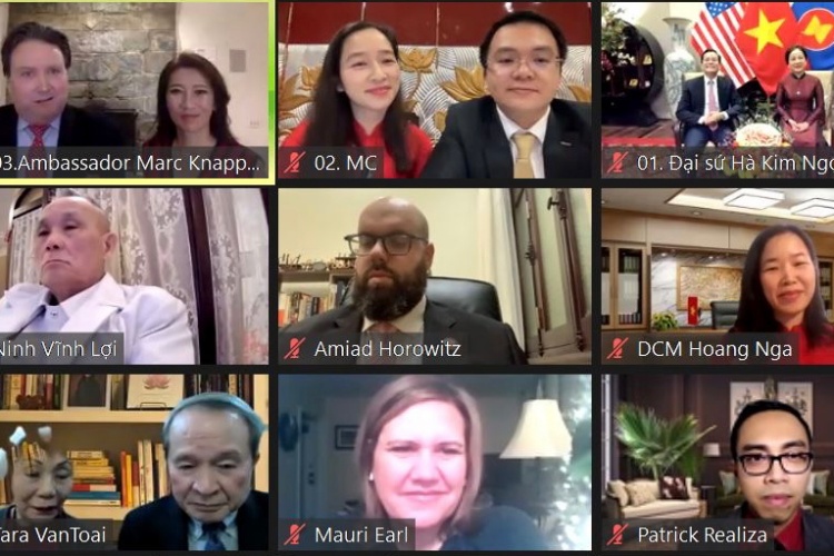 Ambassador Marc Evans Knapper, top left, attends the virtual event celebrating Tet on January 21st, 2022. Photo courtesy of Vietnam Embassy in the U.S