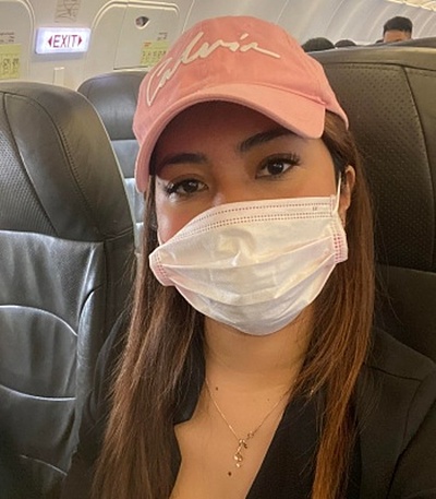 Marianne Therese Prado is on a flight to Philippines on December 16, 2021. Photo courtesy of Marianne Therese Prado