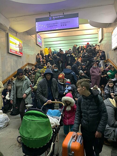 Ukrainians seek shelter in a subway station in Kharkiv, Feb. 24, 2022. Photo courtesy of Nguyen Hong Anh