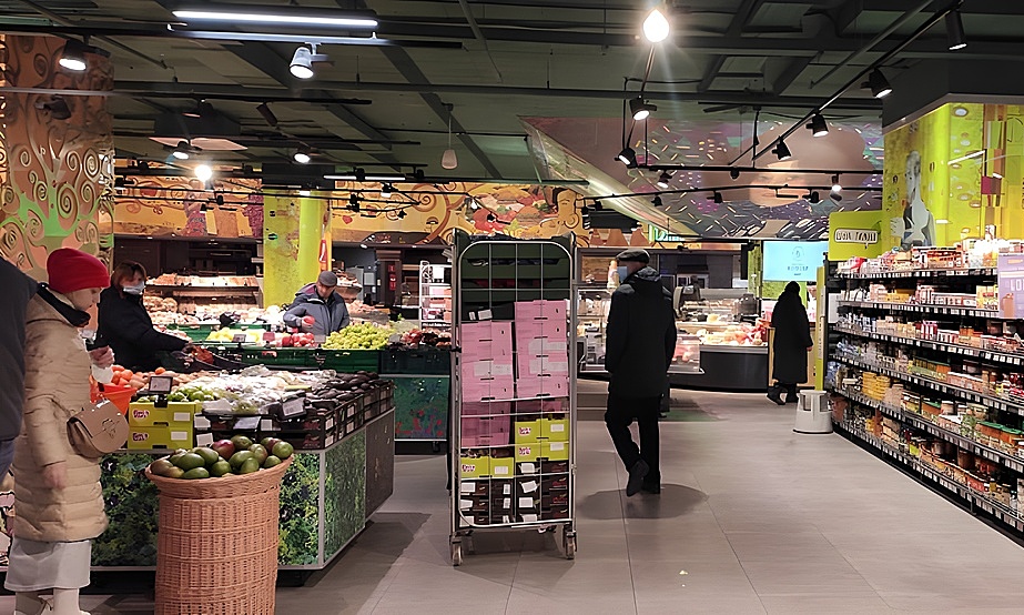 Customers shop inside a supermarket in Odessa, Ukraine, on Feb. 15, 2022. Photo courtesy of Nguyen Duc Huy