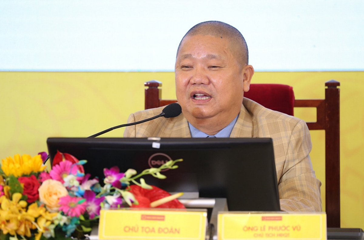 Hoa Sen Group’s chairman Le Phuoc Vu at the latest meeting on March 21, 2022. Photo courtesy of the company
