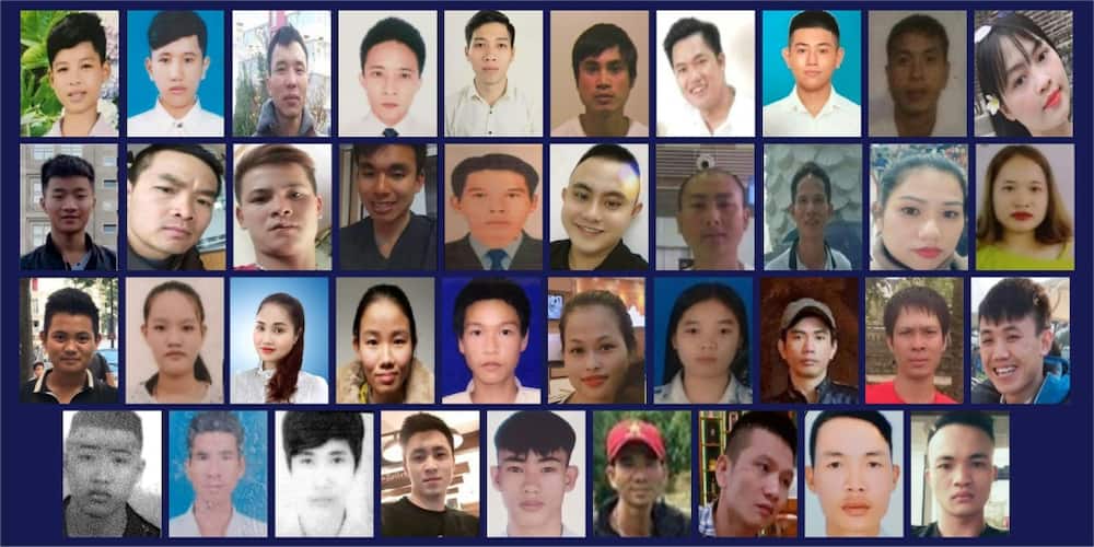 Thirty-nine Vietnamese migrants were found dead in the back of a lorry at a port near London in October 2019. Photo handed out via AFP