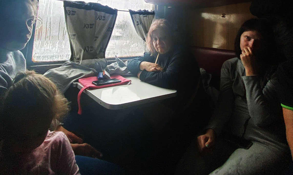 Anitas family on the train departing from Kharkiv to Lviv on March 3, 2022. Photo courtesy of Anita