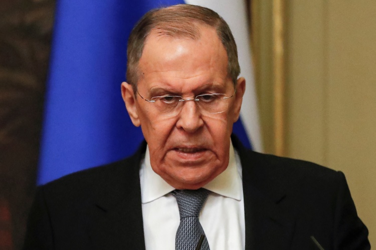Russian Foreign Minister Sergei Lavrov attends a news conference following talks with his Kyrgyz counterpart Ruslan Kazakbayev in Moscow, Russia March 5, 2022. Sergei Ilnitsky/Pool via REUTERS
