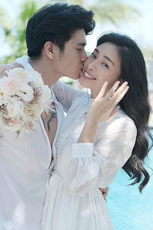Actress Ngo Thanh Van and her fiance. Photo courtesy of Van