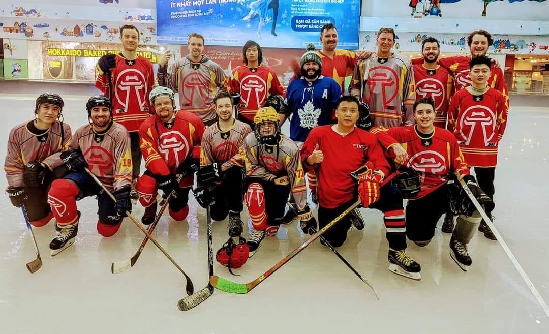 Participants from all over the world come together to play ice hockey together in Hanoi.