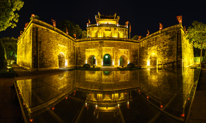 The night view of Thang Long Imperial Citadel in Hanoi. Photo by Shutterstock/minhanh.