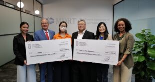 From left to right: Nicole Squires: Senior Director, Business Development at MDRT, Steve Stahr, CEO at MDRT, Chin Lin Chong Senior Finance Manager of AIDHA, Tenzin Quek, MDRT MCC Country Chair and Senior Executive Manager at Great Eastern Life Insurance, Jeneve Lim, Director, Community Partnership at Make-a-Wish Singapore, Gina Van Dijk: Senior Director, Global Markets at MDRT.